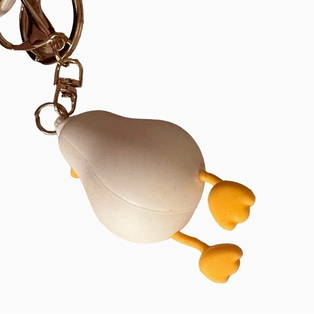 Large White Lying Flat Duck Keychain/Bag Charm
